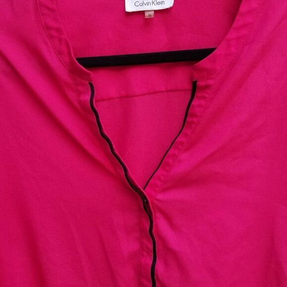 Calvin Klein sheer RED Partial button down Top size XL - Picture 10 of 10